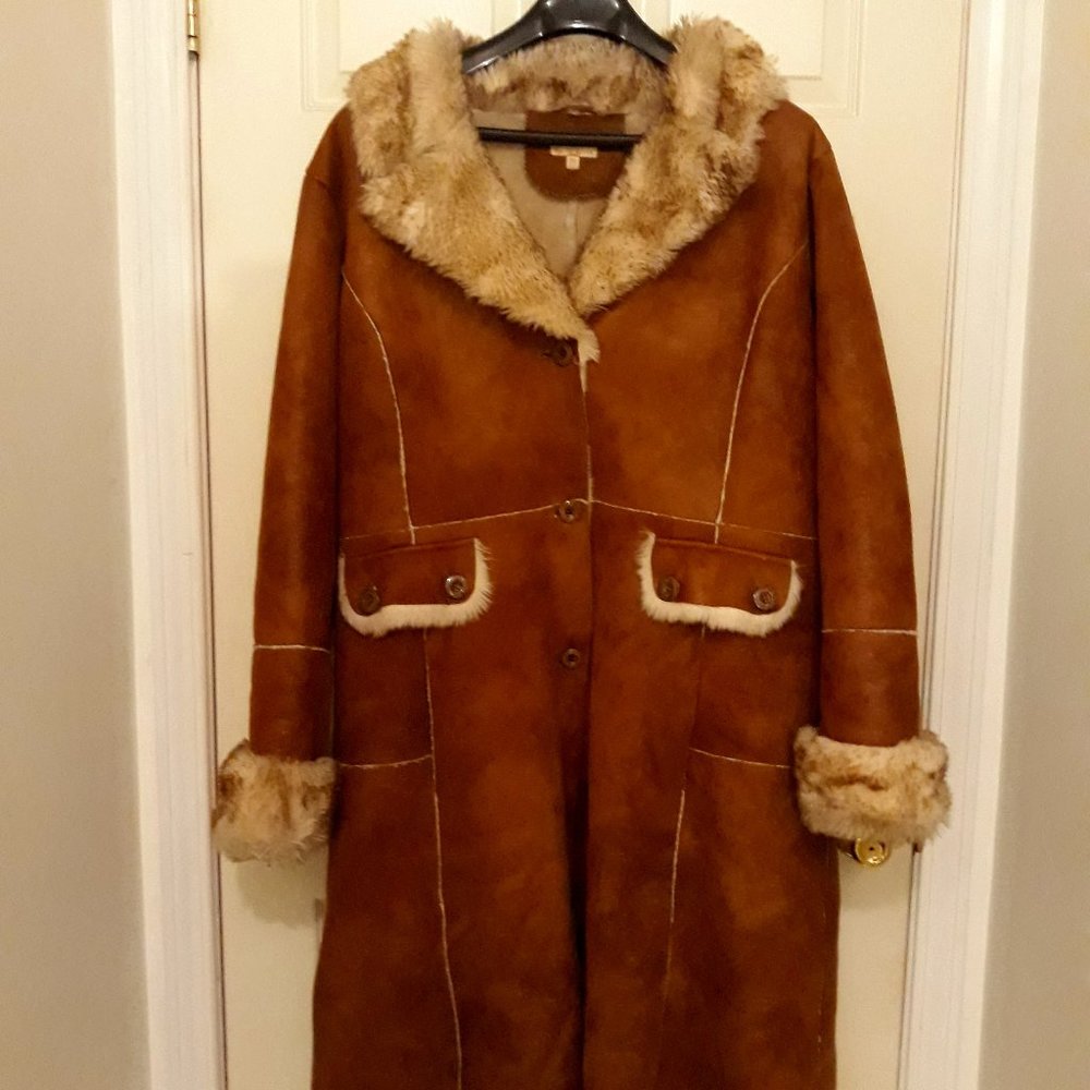 Women's Wilson Leather Faux Shearling Coat 3X